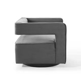 Booth Performance Velvet Swivel Armchair Gray EEI-3948-GRY