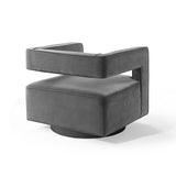 Booth Performance Velvet Swivel Armchair Gray EEI-3948-GRY