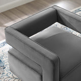 Booth Performance Velvet Swivel Armchair Gray EEI-3948-GRY