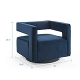 Booth Performance Velvet Swivel Armchair Midnight Blue EEI-3948-MID