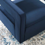 Booth Performance Velvet Swivel Armchair Midnight Blue EEI-3948-MID