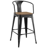 Promenade Bar Stool Set of 2 Black EEI-3954-BLK