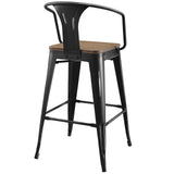 Promenade Bar Stool Set of 2 Black EEI-3954-BLK