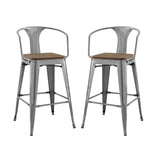 Promenade Bar Stool Set of 2 Gunmetal EEI-3954-GME