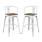 Promenade Bar Stool Set of 2 White EEI-3954-WHI