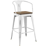 Promenade Bar Stool Set of 2 White EEI-3954-WHI