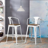 Promenade Bar Stool Set of 2 White EEI-3954-WHI