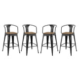 Promenade Bar Stool Set of 4 Black EEI-3955-BLK