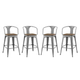 Promenade Bar Stool Set of 4 Gunmetal EEI-3955-GME