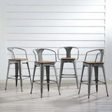 Promenade Bar Stool Set of 4 Gunmetal EEI-3955-GME