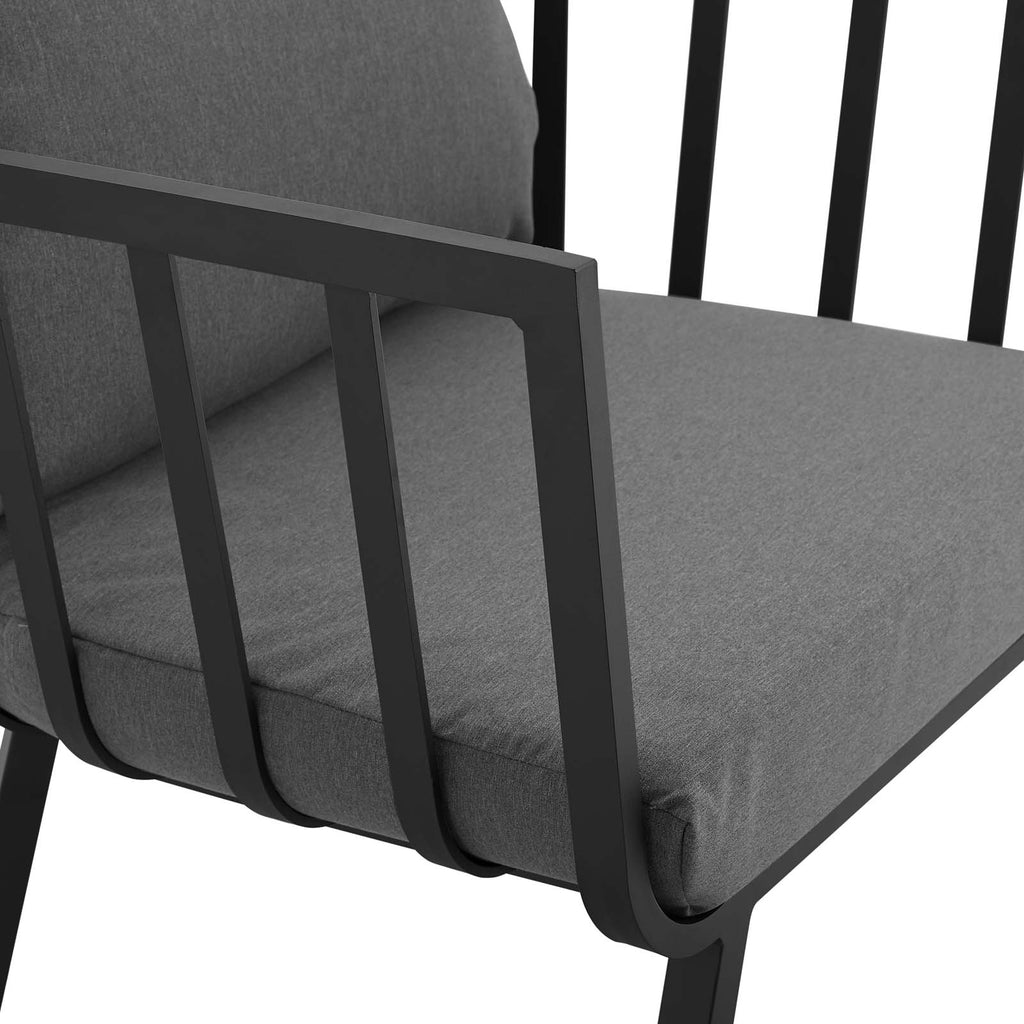 Riverside Outdoor Patio Aluminum Armchair Set of 2 Gray Charcoal EEI-3960-SLA-CHA