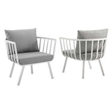 Riverside Outdoor Patio Aluminum Armchair Set of 2 White Gray EEI-3960-WHI-GRY