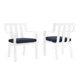 Baxley Outdoor Patio Aluminum Armchair Set of 2 White Navy EEI-3961-WHI-NAV