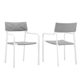 Raleigh Outdoor Patio Aluminum Armchair Set of 2 White Gray EEI-3962-WHI-GRY