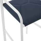 Raleigh Outdoor Patio Aluminum Bar Stool Set of 2 White Navy EEI-3963-WHI-NAV