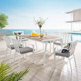 Baxley 7 Piece Outdoor Patio Aluminum Dining Set White Gray EEI-3965-WHI-GRY