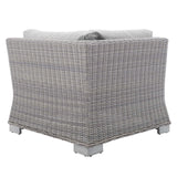Conway Sunbrella® Outdoor Patio Wicker Rattan Corner Chair Light Gray Gray EEI-3970-LGR-GRY