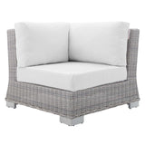 Conway Sunbrella® Outdoor Patio Wicker Rattan Corner Chair Light Gray White EEI-3970-LGR-WHI