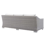 Conway Sunbrella® Outdoor Patio Wicker Rattan Sofa Light Gray White EEI-3974-LGR-WHI