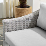 Conway Sunbrella® Outdoor Patio Wicker Rattan Left-Arm Chair Light Gray Gray EEI-3975-LGR-GRY