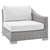 Conway Sunbrella® Outdoor Patio Wicker Rattan Right-Arm Chair Light Gray White EEI-3976-LGR-WHI