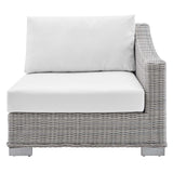 Conway Sunbrella® Outdoor Patio Wicker Rattan Right-Arm Chair Light Gray White EEI-3976-LGR-WHI