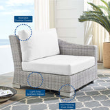 Conway Sunbrella® Outdoor Patio Wicker Rattan Right-Arm Chair Light Gray White EEI-3976-LGR-WHI