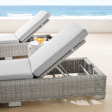 Conway Sunbrella® Outdoor Patio Wicker Rattan Chaise Lounge Light Gray Gray EEI-3978-LGR-GRY