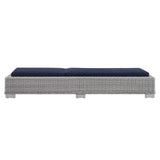 Conway Sunbrella® Outdoor Patio Wicker Rattan Chaise Lounge Light Gray Navy EEI-3978-LGR-NAV