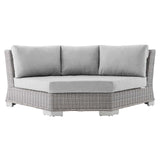 Conway Sunbrella® Outdoor Patio Wicker Rattan Round Corner Chair Light Gray Gray EEI-3979-LGR-GRY