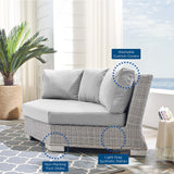 Conway Sunbrella® Outdoor Patio Wicker Rattan Round Corner Chair Light Gray Gray EEI-3979-LGR-GRY