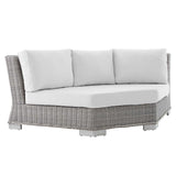 Conway Sunbrella® Outdoor Patio Wicker Rattan Round Corner Chair Light Gray White EEI-3979-LGR-WHI