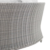 Conway Sunbrella® Outdoor Patio Wicker Rattan Round Corner Chair Light Gray White EEI-3979-LGR-WHI