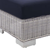 Conway Sunbrella® Outdoor Patio Wicker Rattan Armless Chair Light Gray Navy EEI-3980-LGR-NAV