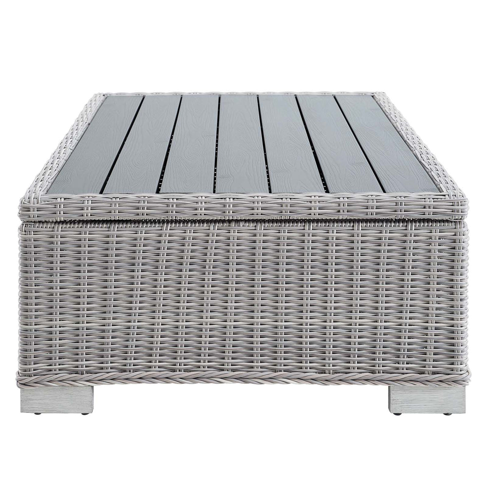 Conway 45" Outdoor Patio Wicker Rattan Coffee Table Light Gray EEI-3982-LGR