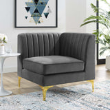 Triumph Channel Tufted Performance Velvet Sectional Sofa Corner Chair Gray EEI-3983-GRY