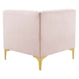 Triumph Channel Tufted Performance Velvet Sectional Sofa Corner Chair Pink EEI-3983-PNK