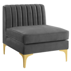 Triumph Channel Tufted Performance Velvet Armless Chair Gray EEI-3984-GRY