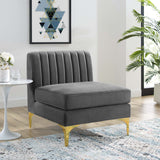 Triumph Channel Tufted Performance Velvet Armless Chair Gray EEI-3984-GRY