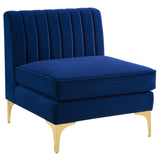 Triumph Channel Tufted Performance Velvet Armless Chair Navy EEI-3984-NAV