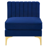 Triumph Channel Tufted Performance Velvet Armless Chair Navy EEI-3984-NAV