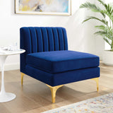 Triumph Channel Tufted Performance Velvet Armless Chair Navy EEI-3984-NAV