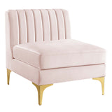 Triumph Channel Tufted Performance Velvet Armless Chair Pink EEI-3984-PNK