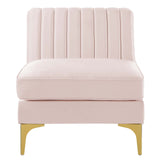 Triumph Channel Tufted Performance Velvet Armless Chair Pink EEI-3984-PNK