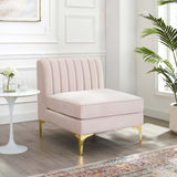 Triumph Channel Tufted Performance Velvet Armless Chair Pink EEI-3984-PNK