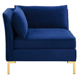 Ardent Performance Velvet Sectional Sofa Corner Chair Navy EEI-3985-NAV