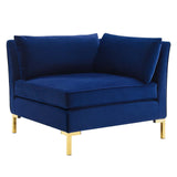 Ardent Performance Velvet Sectional Sofa Corner Chair Navy EEI-3985-NAV