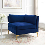 Ardent Performance Velvet Sectional Sofa Corner Chair Navy EEI-3985-NAV