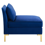 Ardent Performance Velvet Armless Chair Navy EEI-3986-NAV