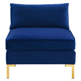 Ardent Performance Velvet Armless Chair Navy EEI-3986-NAV